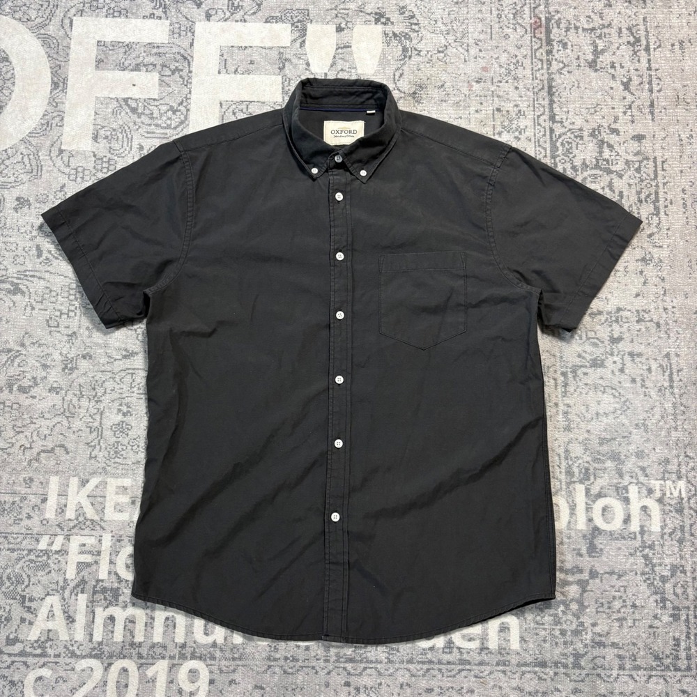 Oxford Mens Luxury Collection Short Sleeve Button Down Shirt Black M Excellent